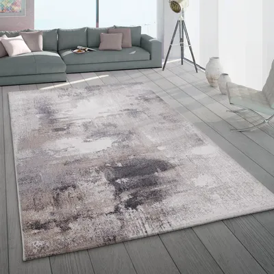 Immagine prodotto di Tappeto soggiorno a pelo corto moderno astratto pastello beige crema antracite dimensioni 120x170 cm