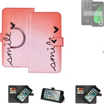 Produktbild von K-S-Trade Schutzhülle Handyhülle kompatibel mit Ulefone Note 15 Hülle cover bookstyle Etui “smile“ rot Standfunktion Kameraschutz (1Stk)
