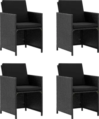 Image de vidaXL Ensemble de jardin 5 pièces avec coussins Poly rotin noir
