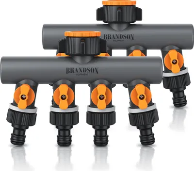 Obrázek produktu pro Brandson 4-cestný rozdělovač 4-cestný rozdělovač vody pro zahradní hadice, 3/4 1/2 palce, sada 2 kusů, nastavitelný rozdělovač vody pro zahradní zavlažování