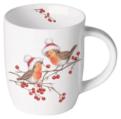 Obrázok produktu pre Porcelánový hrnček 0,2 l – vianočné červenky, biely