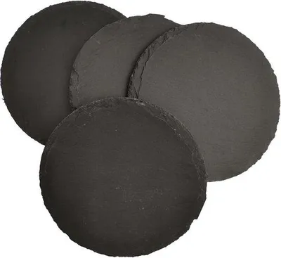 Immagine prodotto di Set di sottobicchieri in ardesia - Sottobicchieri con gomma - 4 pezzi - Nero - Ardesia