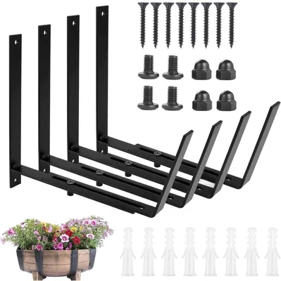 Productafbeelding van 4 stuks raamplantenbakbeugels, 15 cm - 30 cm verstelbare raambakbeugel