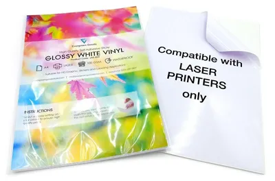 Productafbeelding van 50 A4 Glanzende Witte Zelfklevende Sticker Vellen voor Laserprint