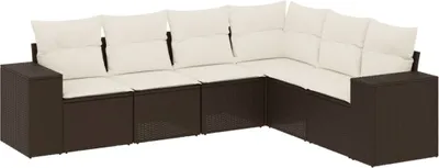 Zdjęcie produktu dla vidaXL 6-częściowa sofa ogrodowa z poduszkami z brązowego polirattanu