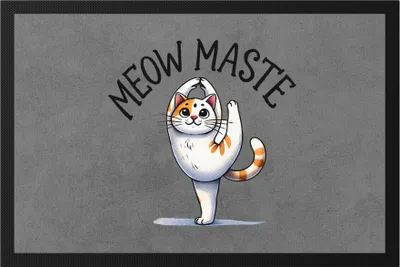 Produktbild von Meow Maste Fußmatte Geschenkidee für Yoga-Fans und Katzenliebhaber Namaste
