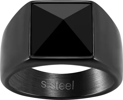 Produktbild von Karisma Männer Edelstahl 316L Black PVD Herrenring - Schwarzer Stein - RHX-102