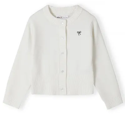 Minoti Strickjacke Creme für Mädchen, Vorderansicht
