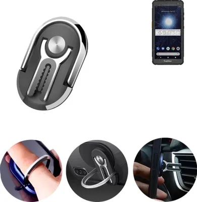 Produktbild von K-S-Trade 3in1 Smartphone-Ring Handy-Ring kompatibel mit RugGear RG655 Fingerhalterung  Handyring Tischständer Lüftungsgitter-Halterung Tisch