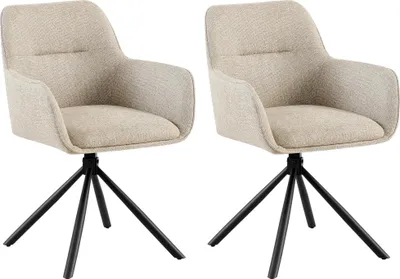 Produktbild von CLP 2er Set Stuhl Tipton Stoffbezug schwenkbar und mit Rückenlehne taupe
