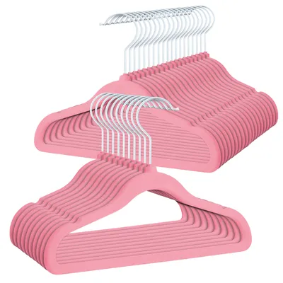 Produktbild von OGIVO Kinderkleiderbügel Samt Rosa 30 Stück Rutschfest