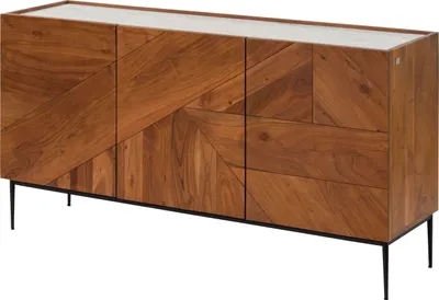 Image de MASSIVMOEBEL24 | Buffet en bois d'Acacia 147x40x76 naturel / blanc laqué Karlstad #15
