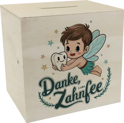 Produktbild von Zahnfee Spardose aus Holz Danke, liebe Zahnfee für Jungs