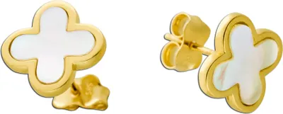 Produktbild von Perlmutt Ohrstecker Gold 585 14K weißer Natur Edelstein