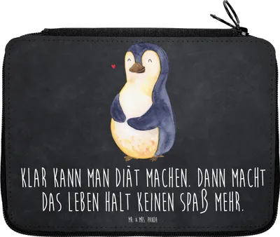 Produktbild von Mr. & Mrs. Panda Schreibmappe Pinguin Diät - Kreidetafel - Geschenk, Pinguine, Schulmäppchen, Federtasche, Abnehmen, Federmäppchen, Mäppchen, Etui, Bleistiftetui
