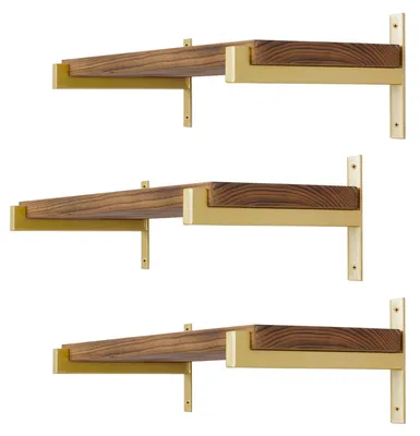 Plankbeugel-Set 6er, Metall, gold, 20,3 cm, Wandmontage