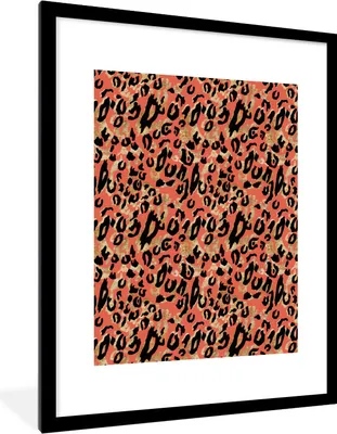Produktbild von MuchoWow® Gerahmtes Poster Pantherdruck - Muster - Gold 60x80 cm - Poster mit Schwarzem Bilderrahmen Wandposter Rahmen Foto Bilder - Wohnzimmer - Dekorationen - Prämie