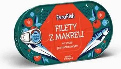 Zdjęcie produktu dla EVRAFISH-Filet z makreli w sosie pomidorowym z zielonym pieprzem 170g