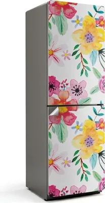 Produktbild von Blumenmuster in Aquarell – Kühlschrank Aufkleber – Klebefolie Kühlschrank – Kühlschrank Nachbildung – Kühlschrankfolie selbstklebend – Küchen Nachbildungation – 60x180 cm
