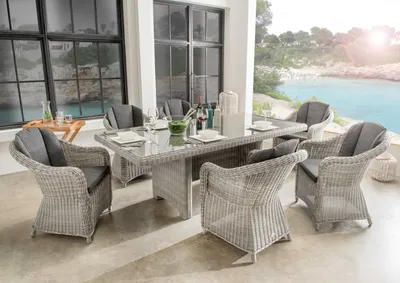 Produktbild von Destiny MALAGA LUNA Essgruppe 6 Se + Tisch 200x100x75cm vintage weiß