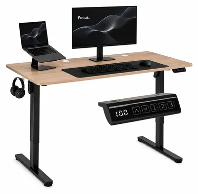 Obrázek produktu pro Elektrický psací stůl 120x60 cm výškově nastavitelný 72–118 cm světlý dub ModernHome
