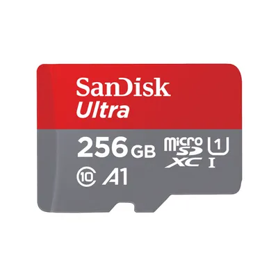 Obrázok produktu pre SanDisk Ultra microSD, 256 GB, MicroSDXC, Trieda 10, UHS-I, 100 MB/s, Šedá, Červená