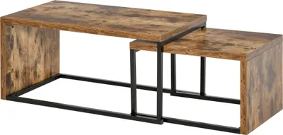 Image de Ensemble de tables basses 2 pièces - Tables de salon - Pieds en métal - Design industriel