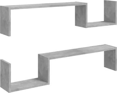 Produktbild von vidaXL Wandregale 2 Stk. Betongrau 100x15x20 cm Holzwerkstoff