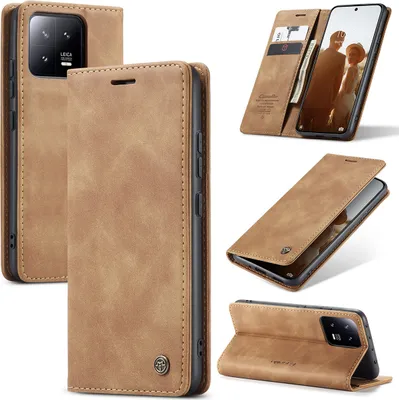 Image de Xiaomi 13 Housse, Housse rétro en cuirPolyuréthaneavec fonction support Housse de protection pour Xiaomi 13 Marron
