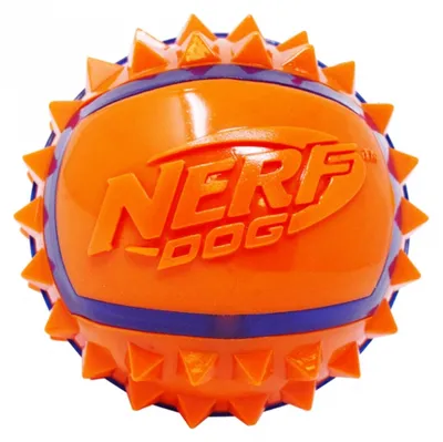 Produktbild von NERF Dog LED Spike Ball Hundespielzeug, blau/orange, ca. 6,3 cm Durchmesser