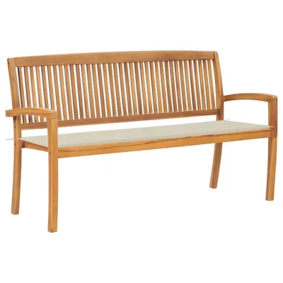 Zdjęcie produktu dla Sztaplowana Ławka Ogrodowa Z Poduszką, 159 Cm, Drewno Tekowe Lumarko!