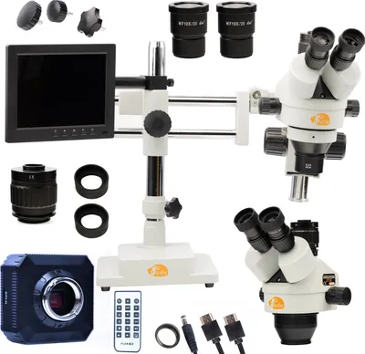 Obrázek produktu pro Stereoskopický trinokulární mikroskop Rosfix Jupiter Pro MSJP-T-SDMS1 + 8" displej + LED osvětlení + Kamera Orion PRO