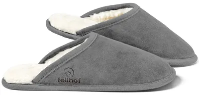 Produktbild von Fellhof Trendy Uni Lammfell-Pantoffel Grau, 3201-GRAU