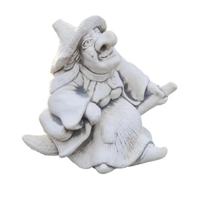 Produktbild von Hexe auf Besen aus Steinguss Neu Frostfest Witterungsbeständig Skulptur Gartenfigur zur Dekoration ST-S101103