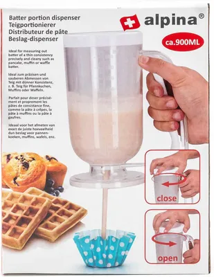Produktbild von Teigportionierer von Alpina mit Skala, große Einfüll-Öffnung, Einhand-Bedienung, Volumen ca. 900 ml