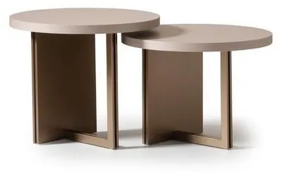 Produktbild von Gruppe Beistelltische Couchtisch Holz Tisch Set Beige Kaffeetisch 2tlg