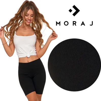 Produktbild von Moraj dámské krátké cyklistické šortky s vysokým pasem, žebrovaný streč, černé, L/XL