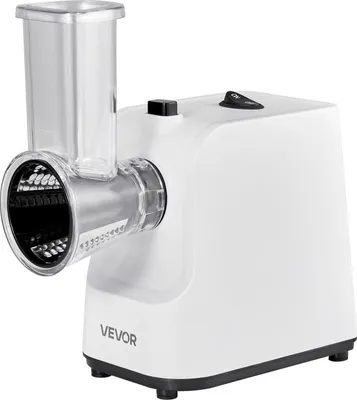Immagine prodotto di Grattugia elettrica per formaggio e insalata, tritatutto da 200 W, affettatrice elettrica per verdure e frutta con 5 accessori, taglierina in acciaio inossidabile per verdure e formaggi