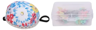 Image de Kit de couture avec coussin à aiguilles, jolis porte-aiguilles au motif floral, coussin à aiguilles pour les travaux manuels DIY, la couture à la main quotidienne ou le quilting