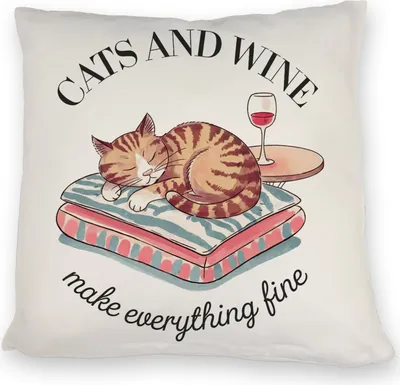 Produktbild von Katzen & Wein Kissen für Katzen- und Weinliebhaber