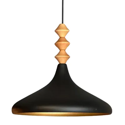 Produktbild von Champion Q Holz-Einzelleuchter, Schwarze Pendelleuchte