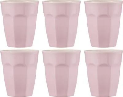 Produktbild von 6er Set Cafe Latte Becher Mynte English Rose Rosa für 200ml Steingut Ib Laursen