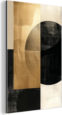 Produktbild von MuchoWow Wanddekoration Metall Metallbild Wandkunst 100x150 cm Abstrakt - Modern - Schwarz - Gold MuchoWow Aluminium Gemälde - Bild