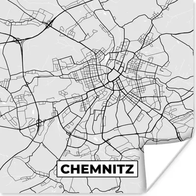 Produktbild von MuchoWow® Poster Karte - Karte von Deutschland - Chemnitz 100x100 cm - Babyzimmer
