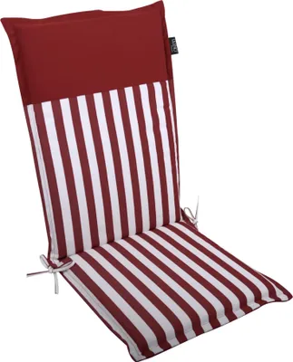 Produktbild von LILENO HOME Gartenstuhl Auflagen als [1er Set - Hochlehner] in Streifen Rot - Uni Rot - bequeme Liegen als Sitzauflagen für Gartenmöbel - Stuhlkissen für Gartenstühle MALT