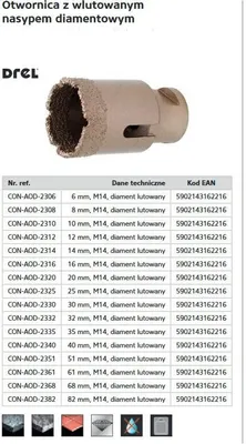 Image de Couronne Drel M14 avec brasure diamantée 12Mm