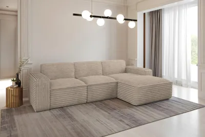 Image de Canapé d'angle, Canapé L form, Canapé L form Siena L tissu Velo Beige droite