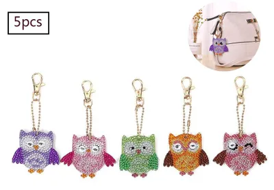 Produktbild von Diamantmalerei-Set mit vollständiger Bohrer-Tasche, Anhänger, Schlüsselanhänger, Schmuckgeschenk, DIY-Diamantmalerei-Eulen-Schlüsselanhänger, Diamantmalerei-Set