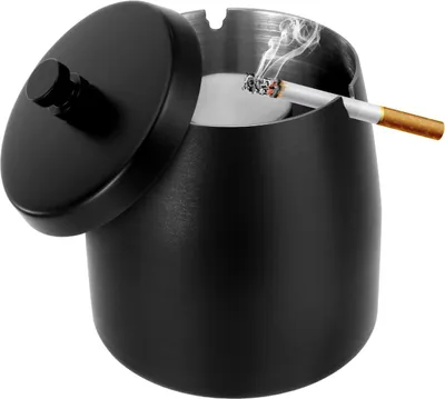Produktbild von Aschenbecher mit Deckel Edelstahl Rauchfrei Aschenbecher Windaschenbecher Anti-Geruch Aschenbecher für Outdoor Patio Haus Büro