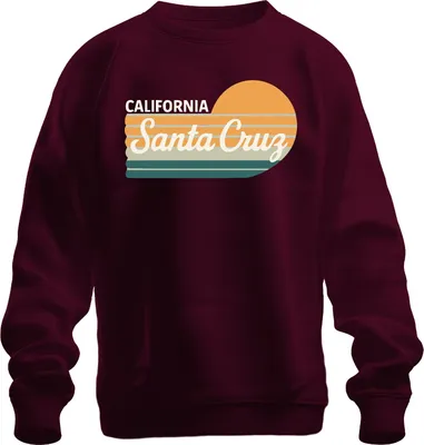 Obrázek produktu pro Santa Cruz California Retro Sunset Surf Beach Coast Uni mikina, burgundská, L